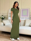 Short Sleeve Maxi Tee Dress - Trendsi - Flyclothing LLC