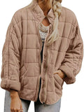 Full Size Zip Up Quilted Bomber Jacket Plus Size - Trendsi - Flyclothing LLC