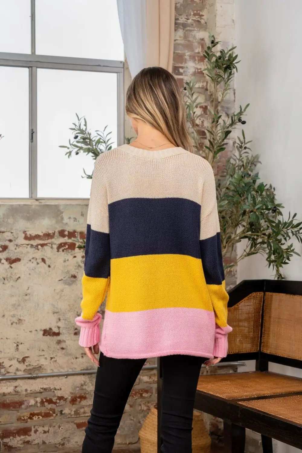 Sew In Love Full Size Color Block Exposed Seam Sweater - Trendsi - Flyclothing LLC