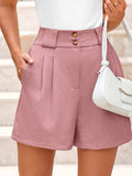 Two Button Wide Waistband Shorts - Trendsi - Flyclothing LLC