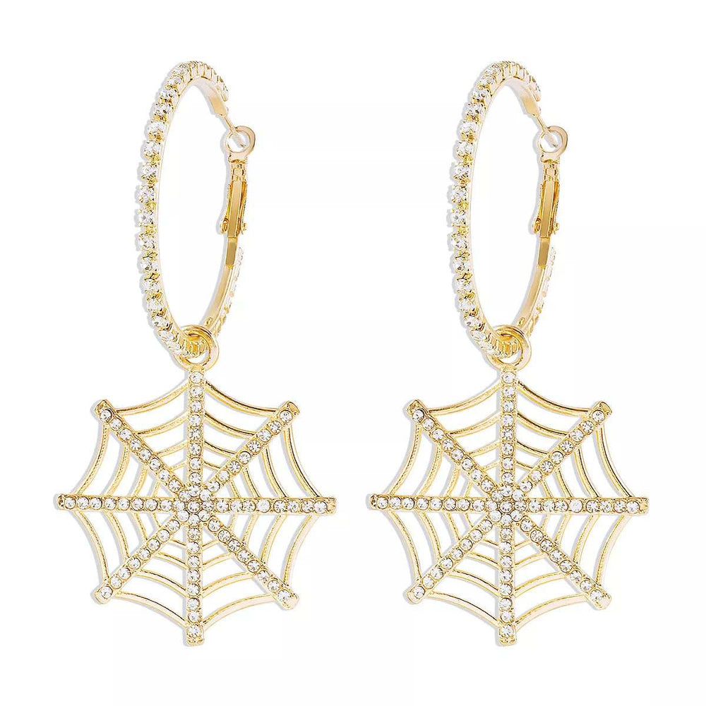 Halloween Spider Web Dangle Hoop Earrings - Trendsi - Flyclothing LLC