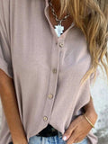 Full Size Collared Neck Half Sleeve Shirt Plus Size - Trendsi - Flyclothing LLC