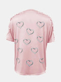 Full Size Lace Detail Heart Round Neck Short Sleeve Top - Trendsi - Flyclothing LLC