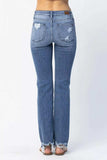 Judy Blue Full Size Mid Rise Destroy Straight Jeans Plus Size - Trendsi - Flyclothing LLC