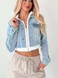 Distressed Zip Up Cropped Hooded Denim Jacket - Trendsi - Flyclothing LLC