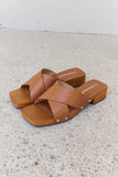 Weeboo Step Into Summer Criss Cross Wooden Clog Mule in Brown - Trendsi - Flyclothing LLC