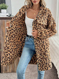 Leopard Button Up Long Sleeve Fuzzy Coat - Trendsi - Flyclothing LLC