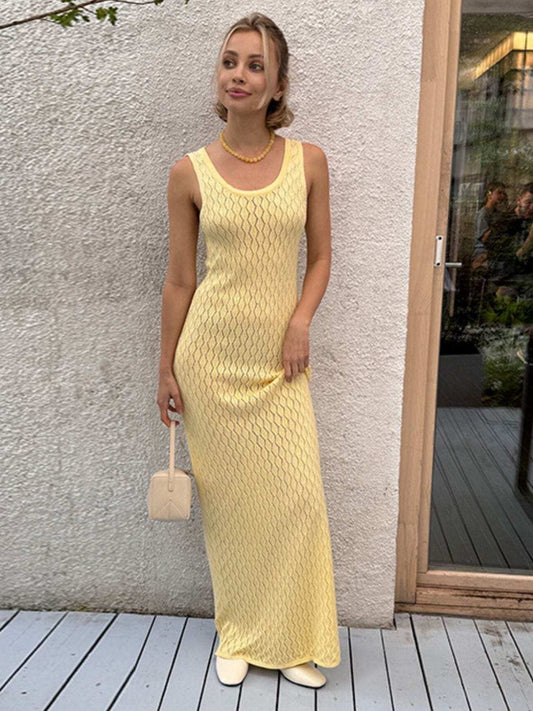 Openwork Sleeveless Maxi Dress - Trendsi - Flyclothing LLC