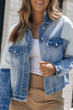 Distressed Button Up Drop Shoulder Denim Jacket - Trendsi - Flyclothing LLC
