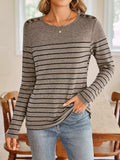 Lovelet Striped Round Neck Long Sleeve T-Shirt - Trendsi - Flyclothing LLC