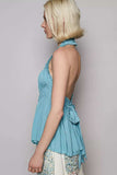 POL Backless Halter Sleeveless Top with Smocking Shirring Detail - Trendsi - Flyclothing LLC