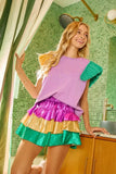 BiBi Mardigras Theme Frayed Edge Ruffled Top - Trendsi - Flyclothing LLC