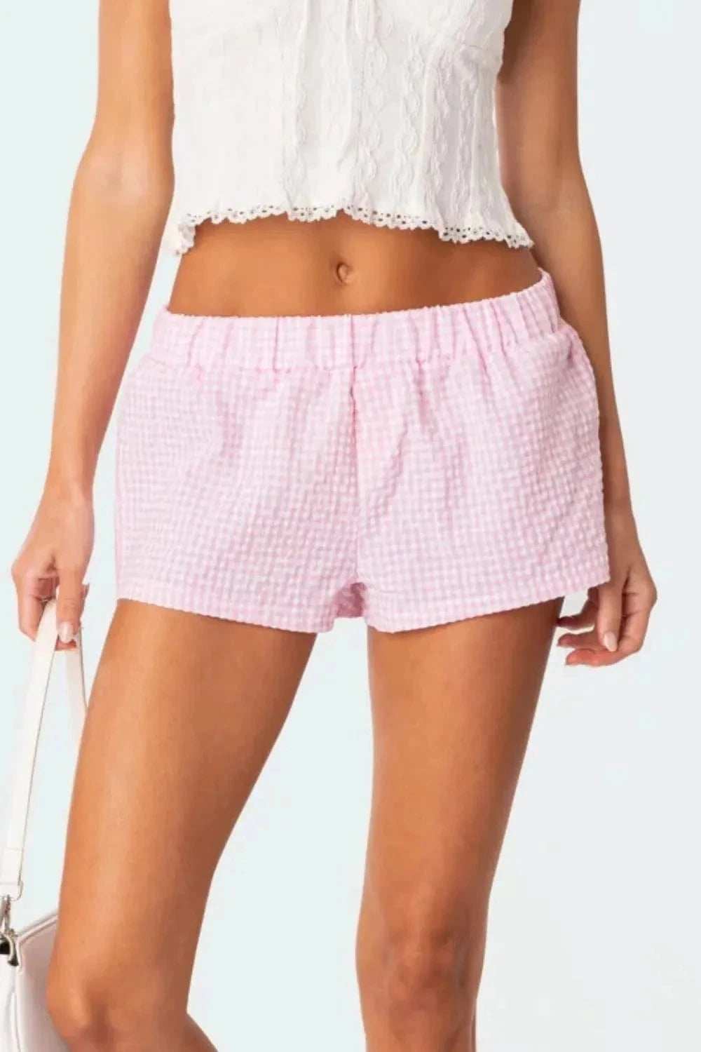 Plaid Elastic Waist Shorts - Trendsi - Flyclothing LLC