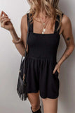 Smocked Bust Textured Knit Sleeveless Romper - Trendsi - Flyclothing LLC