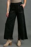 Umgee Full Size Suede Fringe Hem Wide Leg Pants Plus Size - Trendsi - Flyclothing LLC