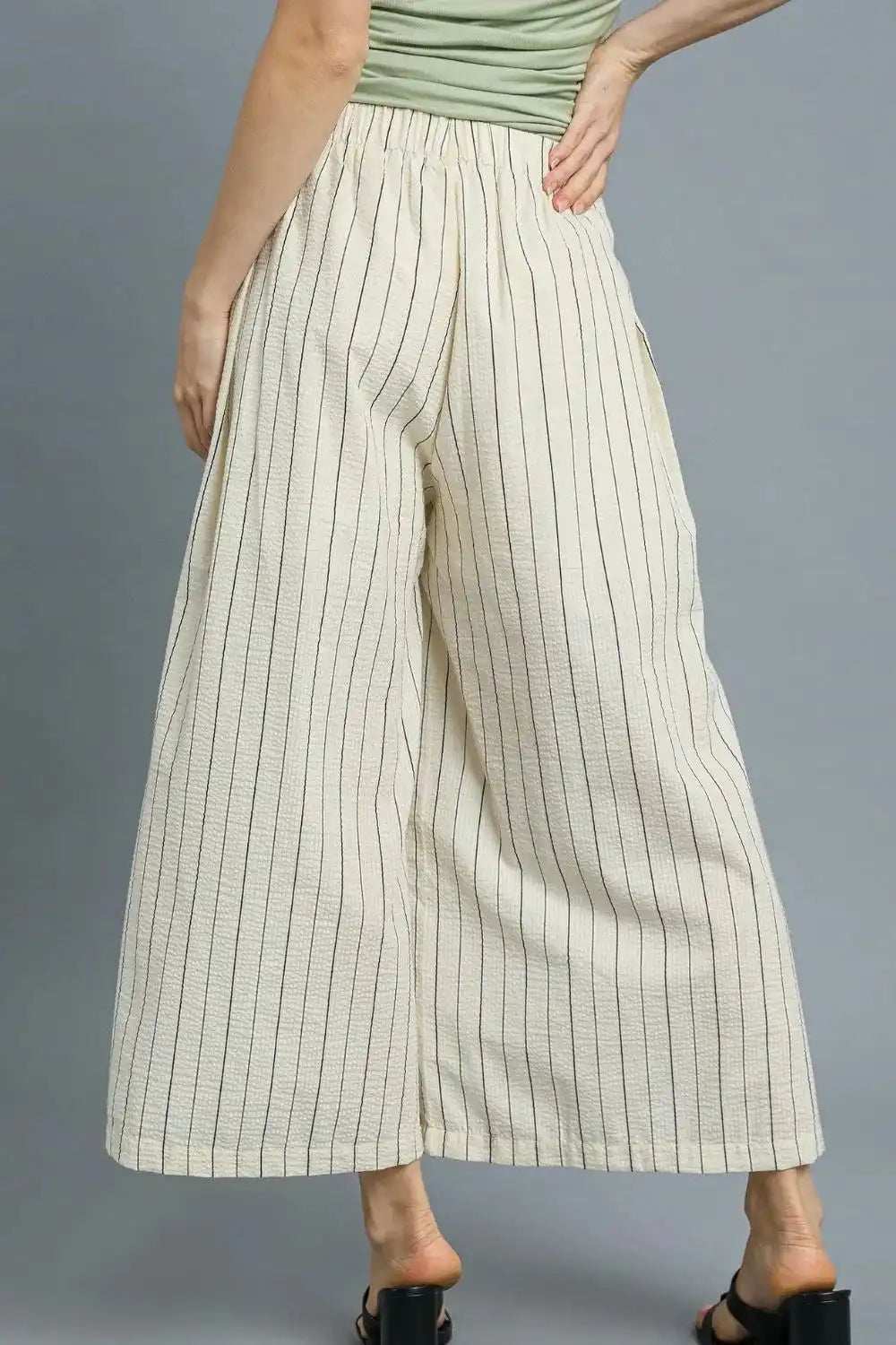 Umgee High-Waisted Wide Leg Striped Pants - Trendsi - Flyclothing LLC