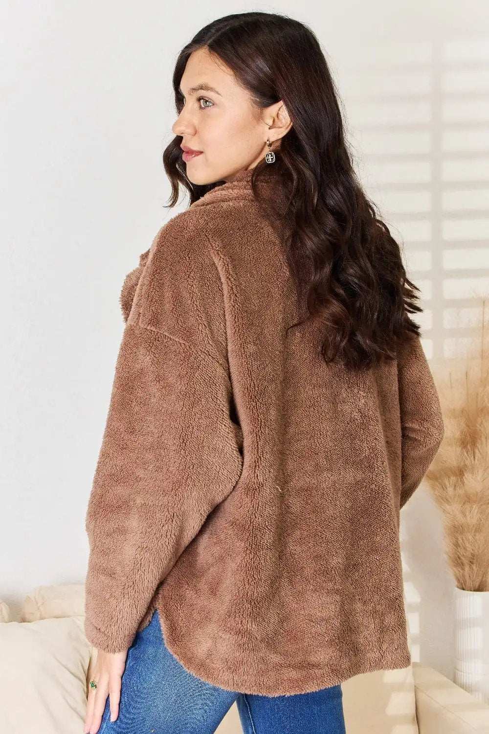 Culture Code Double Breasted Fuzzy Coat - Trendsi - Flyclothing LLC