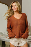 BiBi V-Neck Cable Knit Sweater - Trendsi - Flyclothing LLC