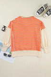 Striped Johnny Collar Long Sleeve Sweatshirt - Trendsi - Flyclothing LLC