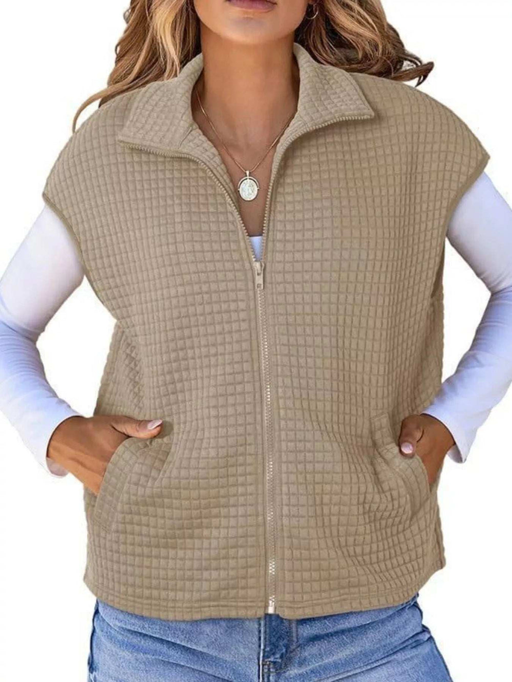 Zip-Up Vest Coat - Trendsi - Flyclothing LLC