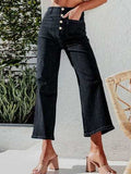 Button Fly Cropped Jeans with Pockets - Trendsi - Flyclothing LLC