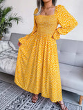 Smocked Square Neck Flounce Sleeve Dress - Trendsi - Flyclothing LLC