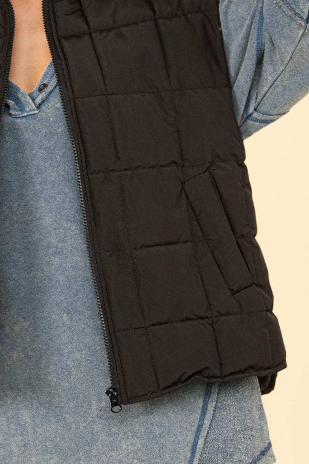 VERY J Zip Up Puffer Padded Warm Vest - Trendsi - Flyclothing LLC