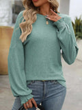 Ribbed Round Neck Long Sleeve T-Shirt - Trendsi - Flyclothing LLC