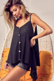 BiBi Popcorn Waffle Knit with Buttoned Front Cami Top - Trendsi - Flyclothing LLC
