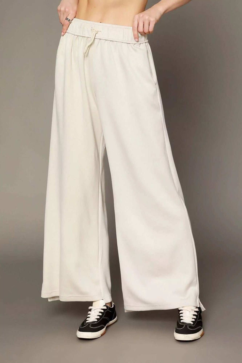 Umgee Elastic Drawstring Waistband Wide Leg Pants - Trendsi - Flyclothing LLC