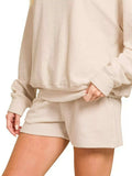 Zenana Slub Long Sleeve Top and Shorts Set - Trendsi - Flyclothing LLC