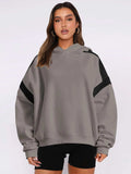 Contrast Dropped Shoulder Long Sleeve Hoodie - Trendsi - Flyclothing LLC