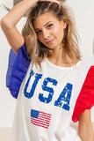 BiBi USA Theme Color Block Organza Ruffle Sleeve Top - Trendsi - Flyclothing LLC