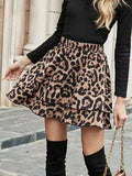 Ruffled Leopard Elastic Waist Skirt - Trendsi - Flyclothing LLC