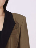Contrast Lapel Collar Long Sleeve Blazer - Trendsi - Flyclothing LLC
