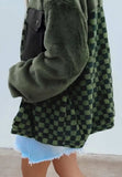Pocketed Checkered Collared Neck Snap Down Jacket - Trendsi - Flyclothing LLC