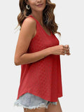 Florira Eyelet Round Neck Tank - Trendsi - Flyclothing LLC
