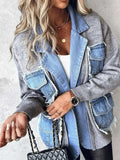 Raw Hem Denim Pocket Patchwork Cardigan - Trendsi - Flyclothing LLC