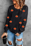 Pumpkin Round Neck Long Sleeve Sweatshirt - Trendsi - Flyclothing LLC