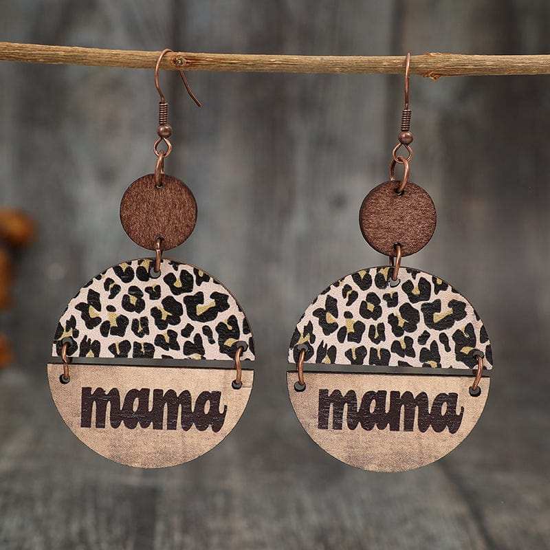 Wooden Leopard Round Shape Earrings - Trendsi - Flyclothing LLC