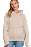 Zenana Fleece Acid Wash Kangaroo Pocket Hoodie - Trendsi - Flyclothing LLC