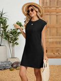 Round Neck Cap Sleeve Mini Dress - Trendsi - Flyclothing LLC