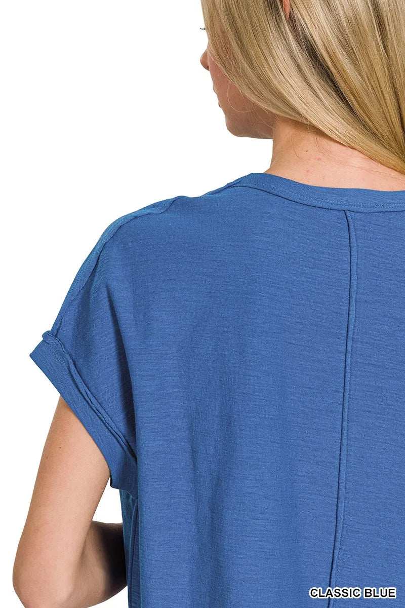 Zenana Cotton Slub Round Neck Short Sleeve T-Shirt - Trendsi - Flyclothing LLC