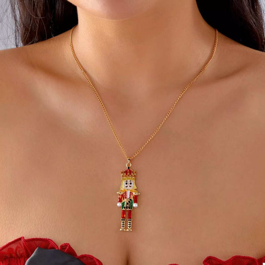 Christmas 18K Gold-Plated Nutcracker Pendant Necklace - Trendsi - Flyclothing LLC