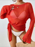 Round Neck Slit Cover-Up - Trendsi - Flyclothing LLC
