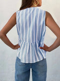 Tied Striped Round Neck Tank - Trendsi - Flyclothing LLC