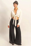 HYFVE Washed Tie Front Crop Top - Trendsi - Flyclothing LLC
