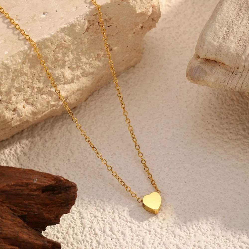 18K Gold-Plated Heart Pendant Necklace - Trendsi - Flyclothing LLC