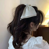 Satin Pearl Bow Hair Clip - Trendsi - Flyclothing LLC