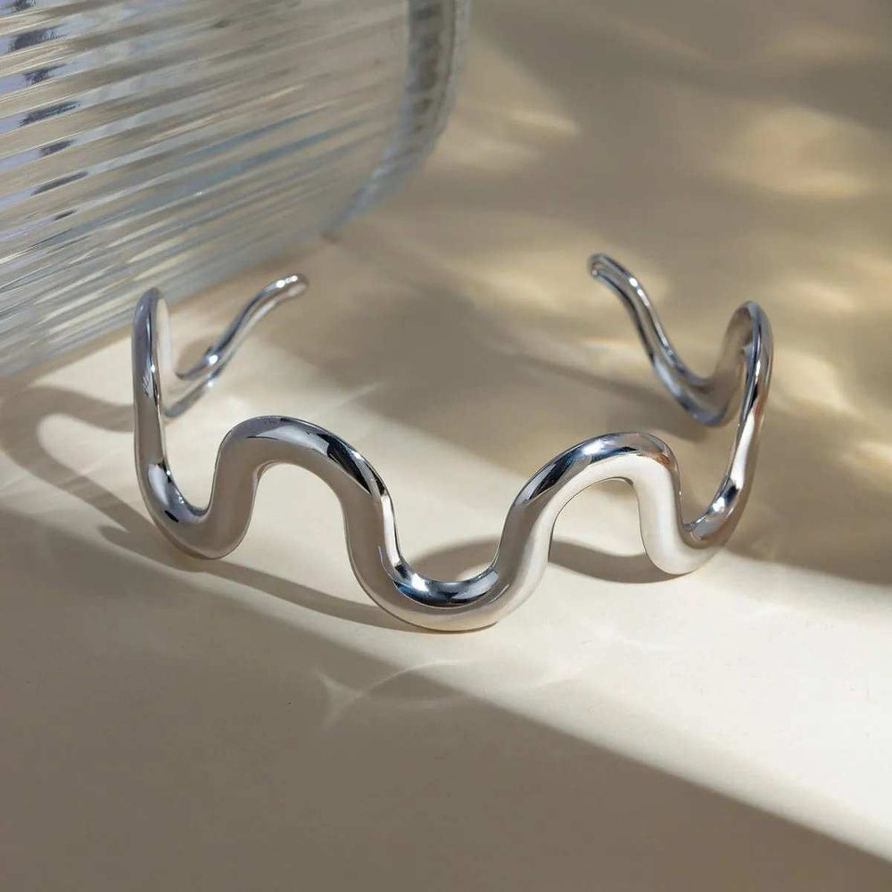 Stainless Steel Wave Shape Bracelet - Trendsi - Flyclothing LLC